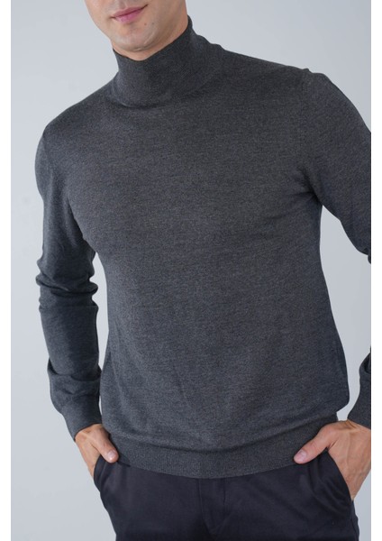 Erkek Yün Basic Yarım Balıkçı Yaka Triko Antrasit TR23KNOS23210_D58 modelleri