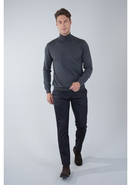 Erkek Yün Basic Yarım Balıkçı Yaka Triko Antrasit TR23KNOS23210_D58 indirimleri