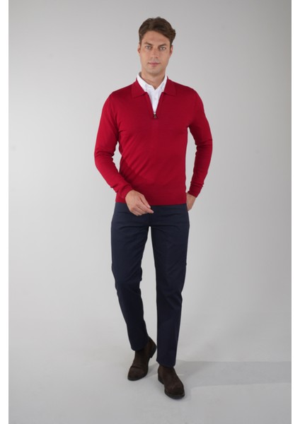 Polo Yaka Fermuar Detaylı Kırmızı Erkek Yün Triko TR23KNOS23211_D24 indirimleri