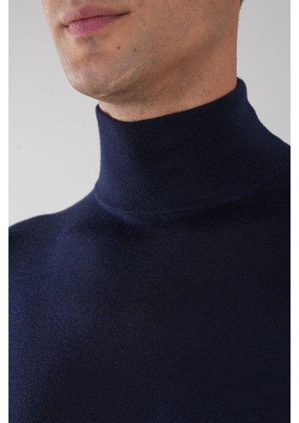 Erkek Yün Basic Yarım Balıkçı Yaka Triko Lacivert TR23KNOS23210_D39 modelleri
