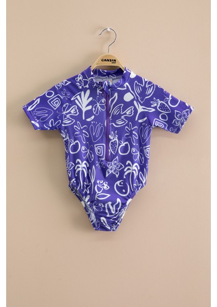 Kız Çocuk Mor Fermuarlı Mayo Takımı 21126 fiyatları