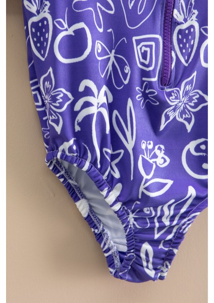 Kız Çocuk Mor Fermuarlı Mayo Takımı 21126 fırsatları