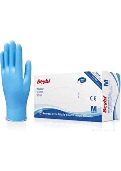 Pudrasız Nitril Mavi (M) Medium Beden Muayene Eldiven 100LÜ Paket