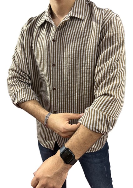 Lastman Erkek Çizgili Kahverengi