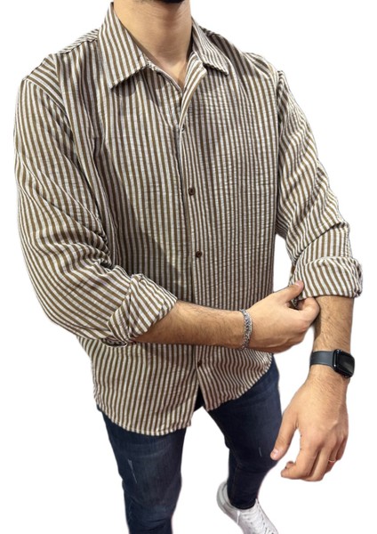 Lastman Erkek Çizgili Kahverengi fiyatları