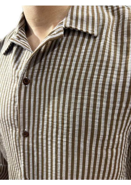 Lastman Erkek Çizgili Kahverengi fırsatları