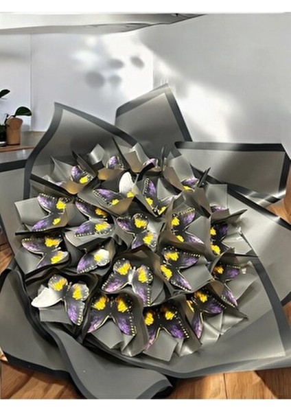 Renkli LED Işıklı Siyah Kelebek Buketi , Dekoratif Konsept Hediye Anneye, Sevgiliye,arkadaşa fiyatları