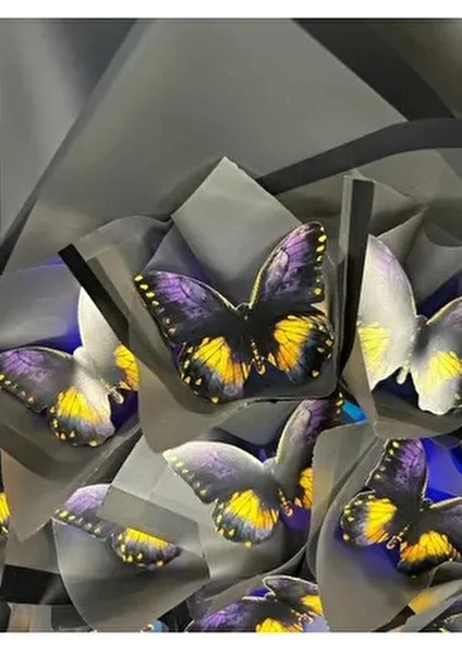 Renkli LED Işıklı Siyah Kelebek Buketi , Dekoratif Konsept Hediye Anneye, Sevgiliye,arkadaşa modelleri