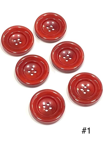 Kaban Hırka Düğmesi Büyük Boy / Kırmızı / 6 Lı Set / 3,7 cm