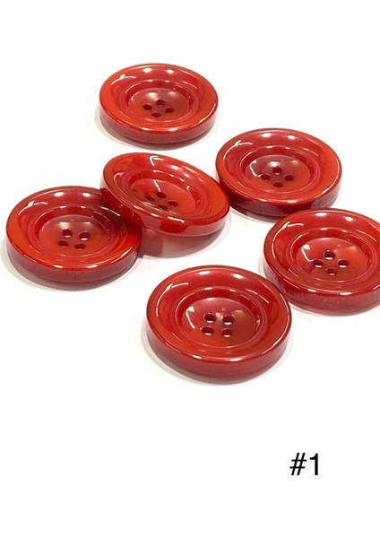 Kaban Hırka Düğmesi Büyük Boy / Kırmızı / 6 Lı Set / 3,7 cm fiyatları