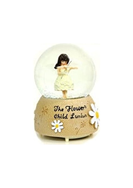 Keman Çalan Papatyalı Kız Püskürtmeli & Işıklı & Müzikli Kar Küresi