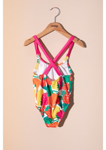 Pembe Ip Askılı Meyve Desenli Kız Çocuk Mayo 21071 fiyatları