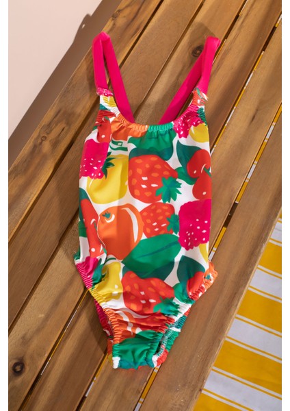 Pembe Ip Askılı Meyve Desenli Kız Çocuk Mayo 21071 fırsatları