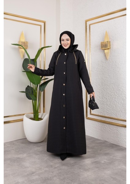 Edahan Kadın Büyük Beden Tam Boy Kapüşonlu Düğmeli Astarsız Kapitone Mont/ceket modelleri