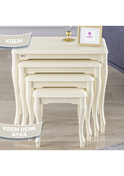 Roma Serisi, 1.sınıf Mdf ve Lake Boya, Avangart 4'lü Zigon Sehpa Takımı ve Orta Sehpa, Krem fiyatları