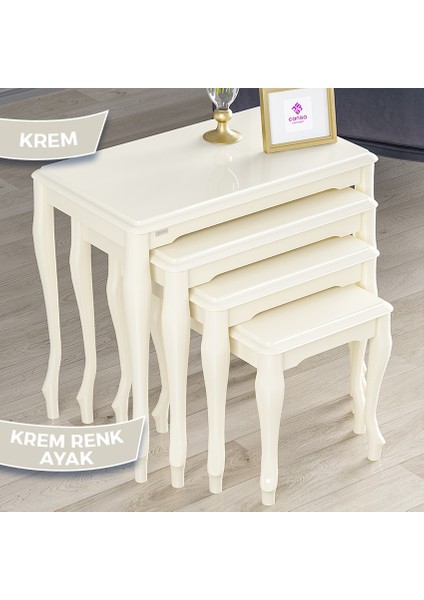 Roma Serisi, 1.sınıf Mdf ve Lake Boya, Avangart 4'lü Zigon Sehpa Takımı ve Orta Sehpa, Krem modelleri