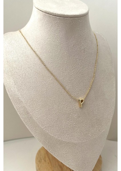 Altın Rengi Üç Boyutlu P Harfi Kolye (45+5cm) fiyatları