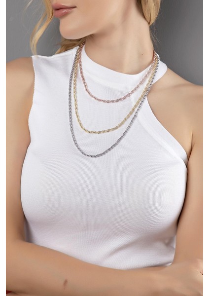 Üç Renkli Burgu Zincirli Kolye