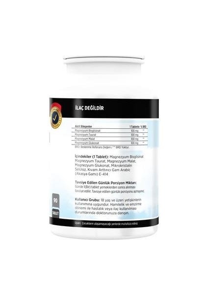 Magnezyum Bisglisinat Malat Taurat Glukonat 90 Tablet fiyatları