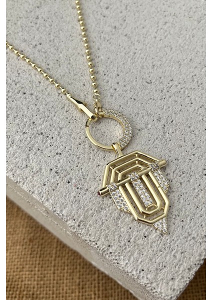 Serenay Özel Tasarım Taşlı Halka Şövalye Kolye(52 Cm)