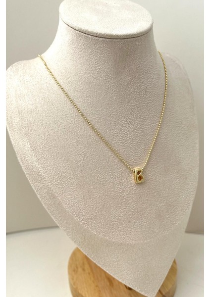 Altın Rengi Üç Boyutlu B Harfi Kolye (45+5cm) fiyatları