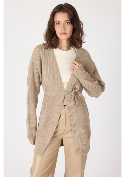 Vizon Kuşaklı Örme Kadın Hırka 6905 modelleri