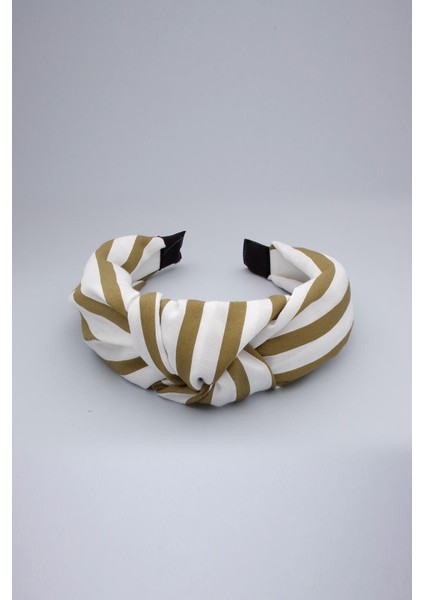 Yağ Yeşili Beyaz Çizgili Taç