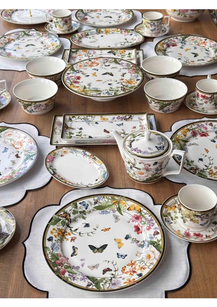 Muse Garden 42 Parça 6 Kişilik Porselen Kahvaltı Takımı – Çiçek ve Kelebek Desenli fiyatları