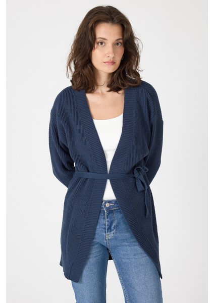 Laci Kuşaklı Örme Kadın Hırka 6905