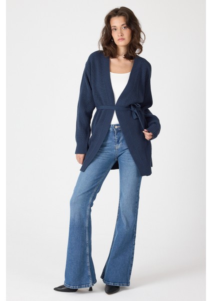 Laci Kuşaklı Örme Kadın Hırka 6905