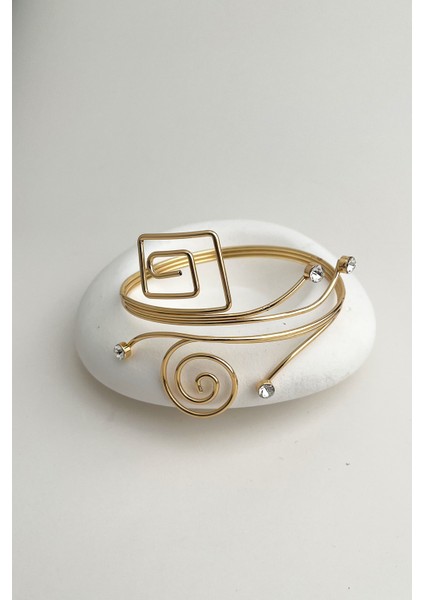 Altın Rengi Geometrik Taş Detaylı Kol Aksesuarı (Çapı:9cm) fiyatları