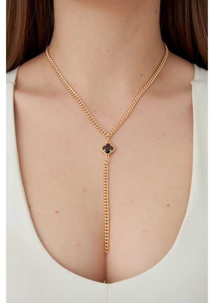 Altın Rengi Yonca Detaylı Zincir Y Kolye (60CM) fiyatları