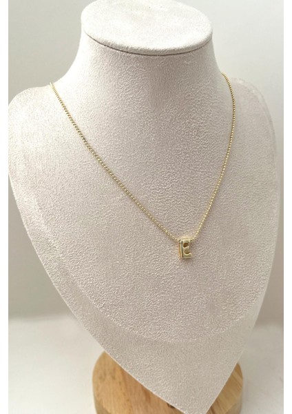 Altın Rengi Üç Boyutlu E Harfi Kolye (45+5cm) fiyatları