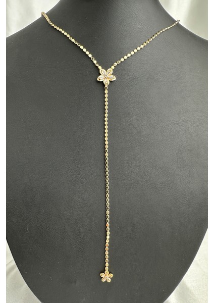 Altın Rengi Çiçek Detay Pul Zincir Y Kolye fiyatları