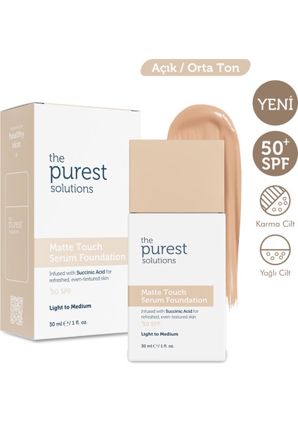Sebum Dengeleyici & Matlaştırıcı Serum Fondöten Spf 50+, 30 ml – Açık / Orta Ton