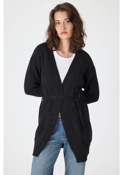 Siyah Kuşaklı Örme Kadın Hırka 6905 fiyatları