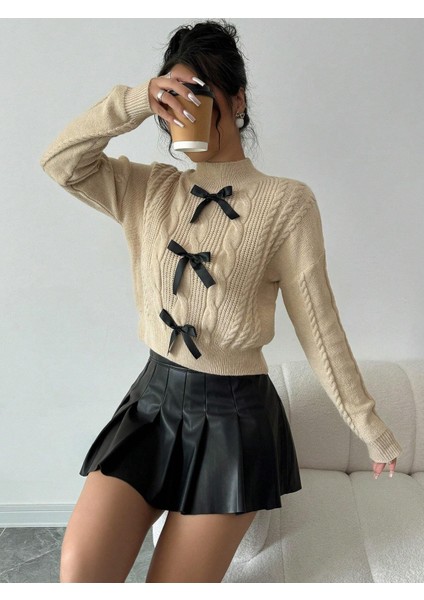 Örgülü Fiyonk Detaylı Triko Kazak modelleri