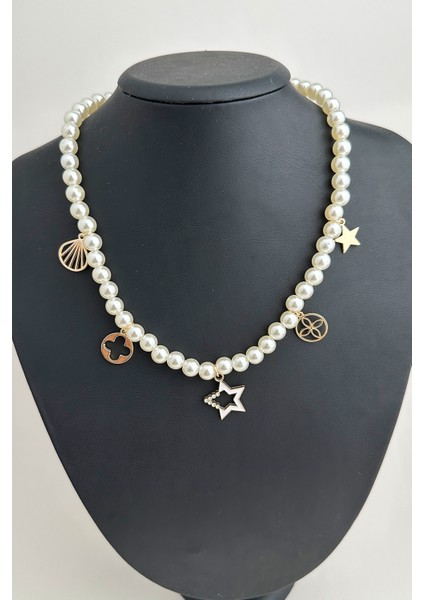 D.kabuğu Yıldız Yonca Figürlü Sıralı Inci Kolye (40CM) fiyatları