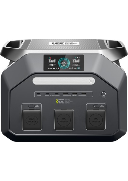 1024WH | 3600W Max. Lifepo4 Taşınabilir Güç Kaynağı Özel Aplikasyon Dahili Fener ve Kablo Seti +4000 Üstü Döngü %99.99 Bms Çoklu Çıkış | P1800