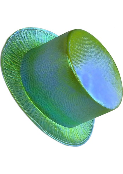 Yeşil Renk Işıltılı Hologram Kumaş Kaplama Fötr Silindir Şapka Yetişkin Boy fiyatları