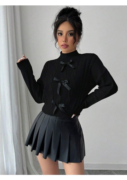 Örgülü Fiyonk Detaylı Triko Kazak modelleri