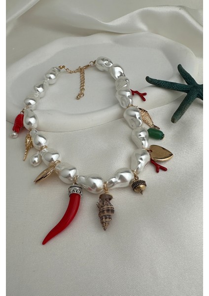 Deniz Esintili Charm Detaylı Iri Incili Kolye (40CM) fırsatları