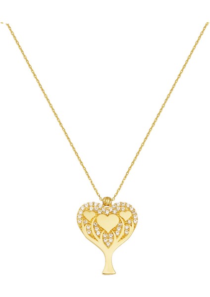 Kalpli Hayat Ağacı 14 Ayar Altın Kolye