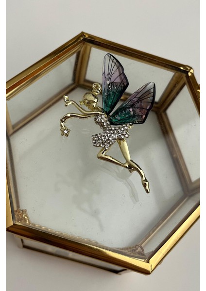 Mor Kanatlı Balerin Broş (Ölçü:5cm)