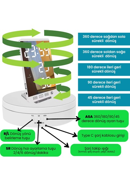 Motorlu Şarjlı 360° Ileri Geri Dönebilen Hız Ayarlı Ürün Gösteri Standı fırsatları