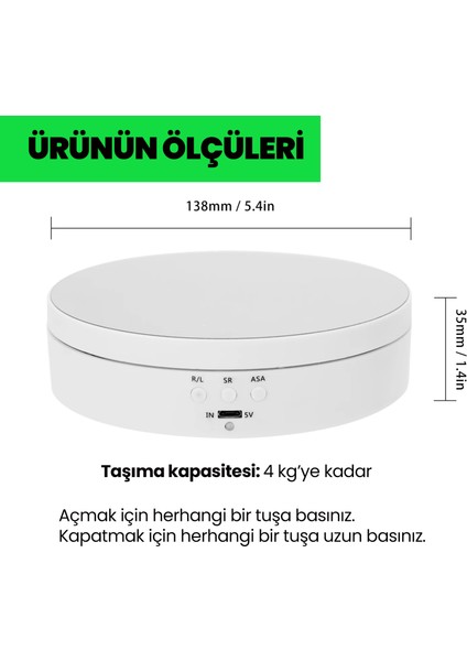 Motorlu Şarjlı 360° Ileri Geri Dönebilen Hız Ayarlı Ürün Gösteri Standı