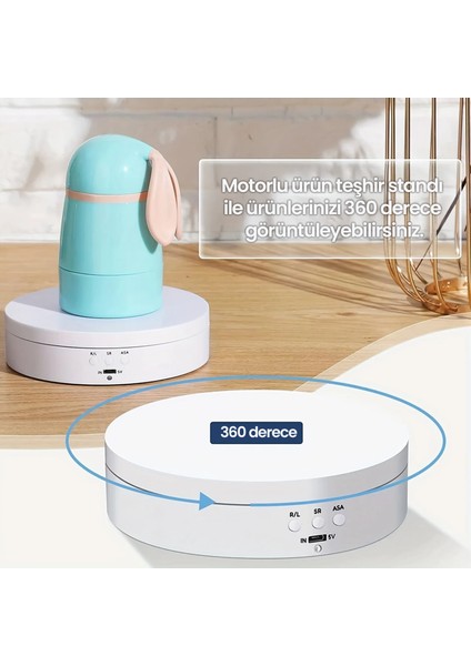 Motorlu Şarjlı 360° Ileri Geri Dönebilen Hız Ayarlı Ürün Gösteri Standı