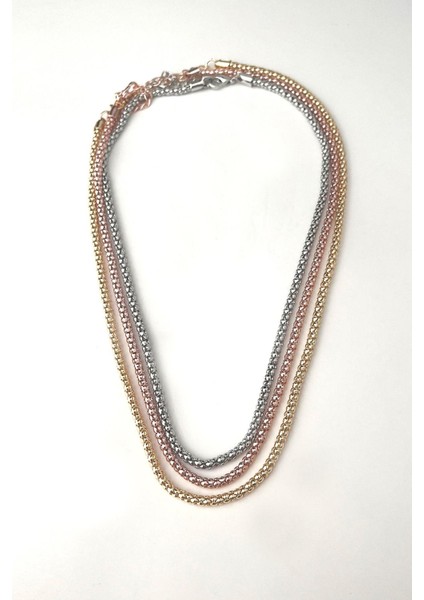 Üç Renkli Zincir Kolye (45CM+5CM)