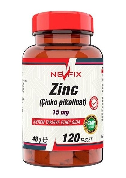 Zinc Çinko Pikolinat 15 Mg 120 Tablet
