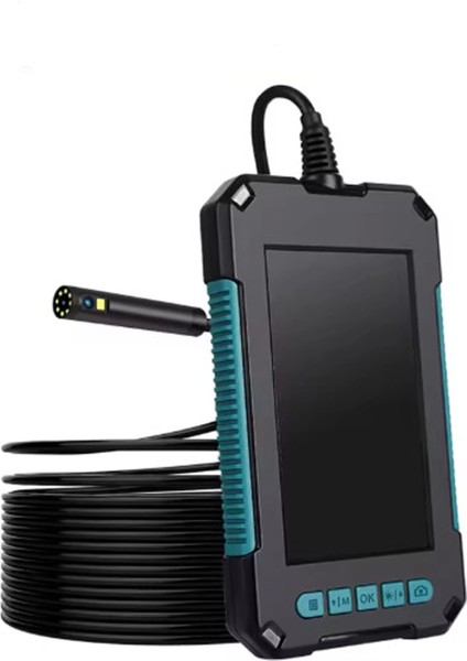 Ekranlı Çift Kameralı 10 mt Hafıza Kart Destekli Sert Kablo Yılan Endoskop Kamera 5.5 mm 4.3 Inc